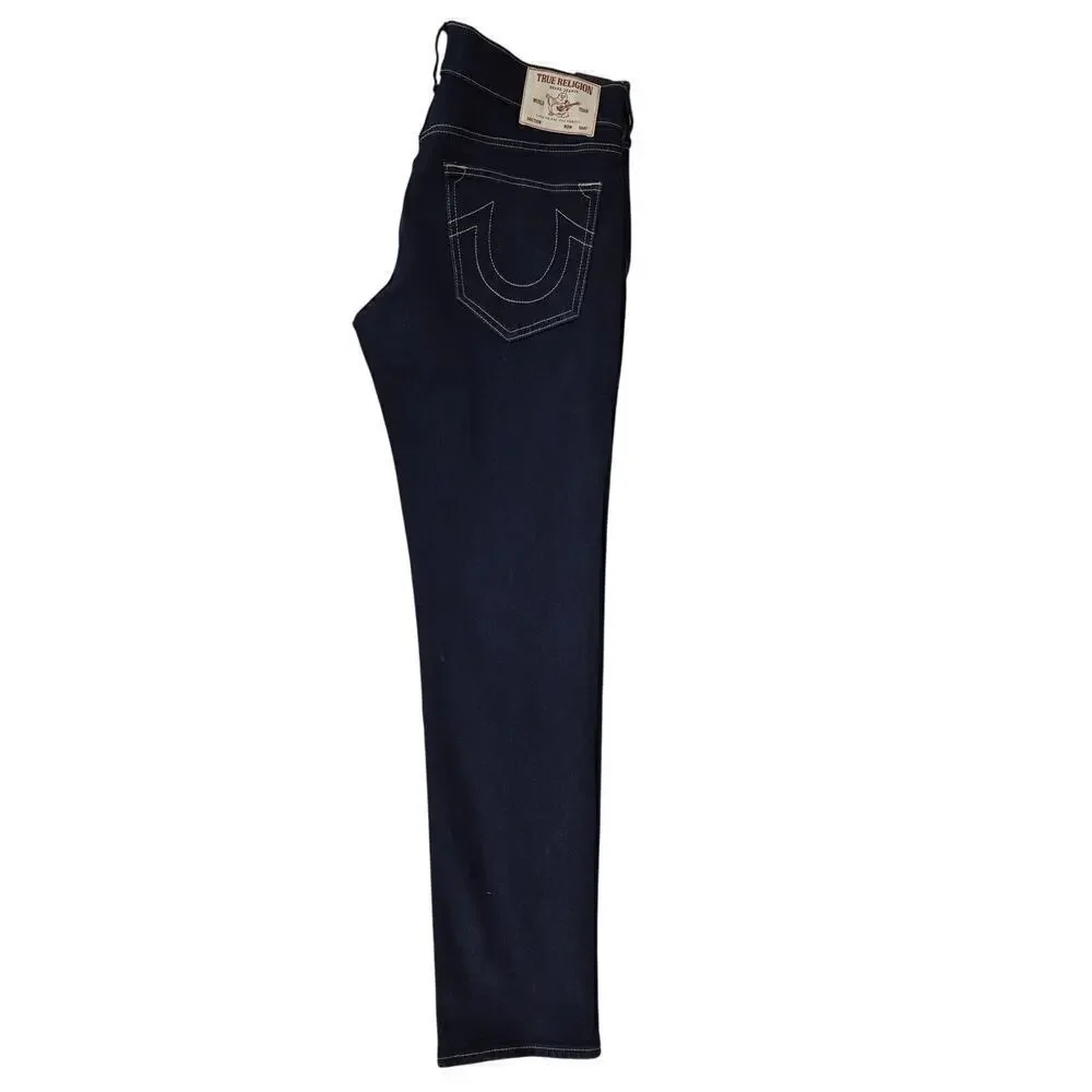 NWT True Religion Rocco Relaxed Skinny Dark Blue Jeans Sz W34 x L32